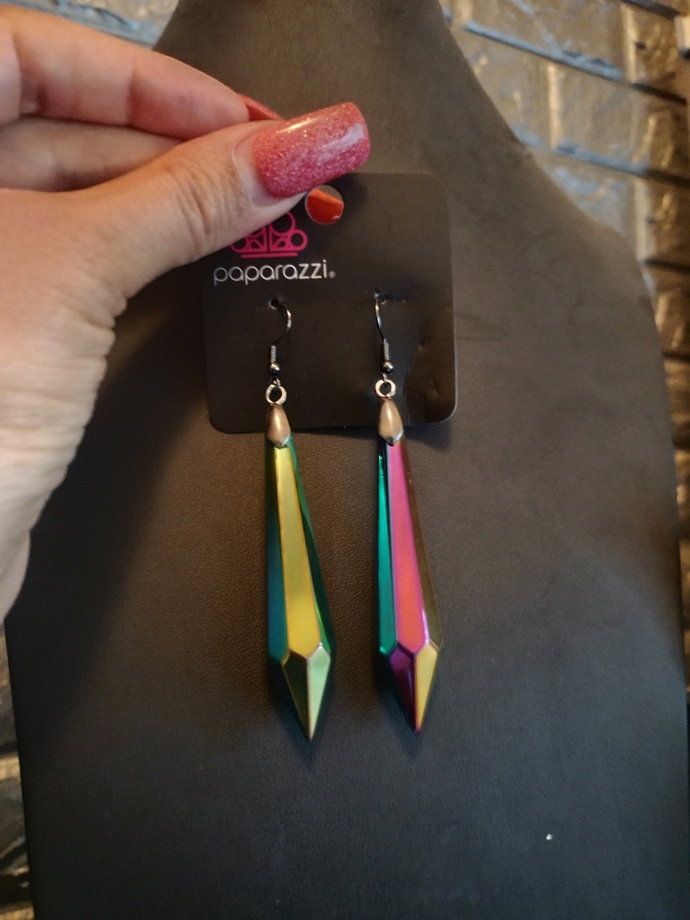 Paparazzi Iridescent Long Spike Drop Earrings - Multicolor